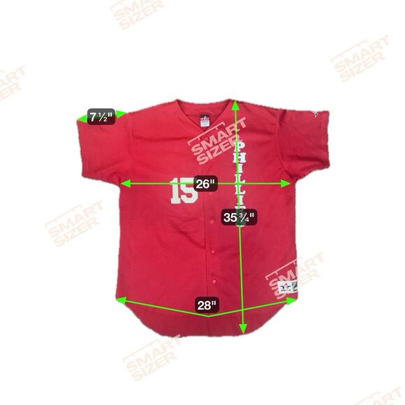 Alleson Athletic XXL Phillies Jersey Red 15 No Name Vintage Mesh Button Down‎ - Picture 10 of 10